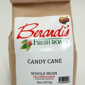 Berardi's Fresh Roast Candy Cane Whole Bean Decaffeinated Coffee 8oz Bag