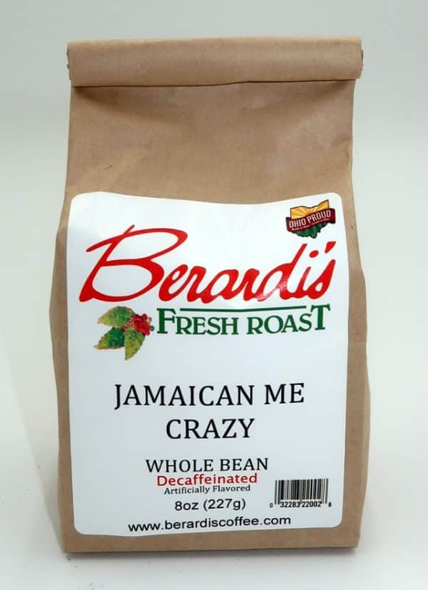 Berardi's Fresh Roast Jamaican Me Crazy Whole Bean Decaffeinated Coffee 8oz Bag