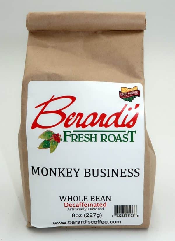 Berardi's Fresh Roast Monkey Business Whole Bean Decaffeinated Coffee 8oz Bag
