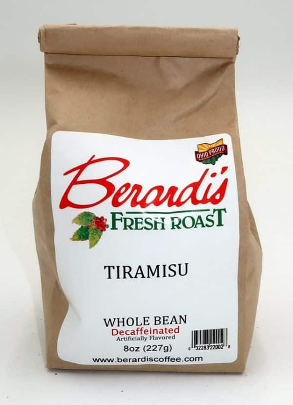 Berardi's Fresh Roast Tiramisu Whole Bean Decaffeinated Coffee 8oz Bag