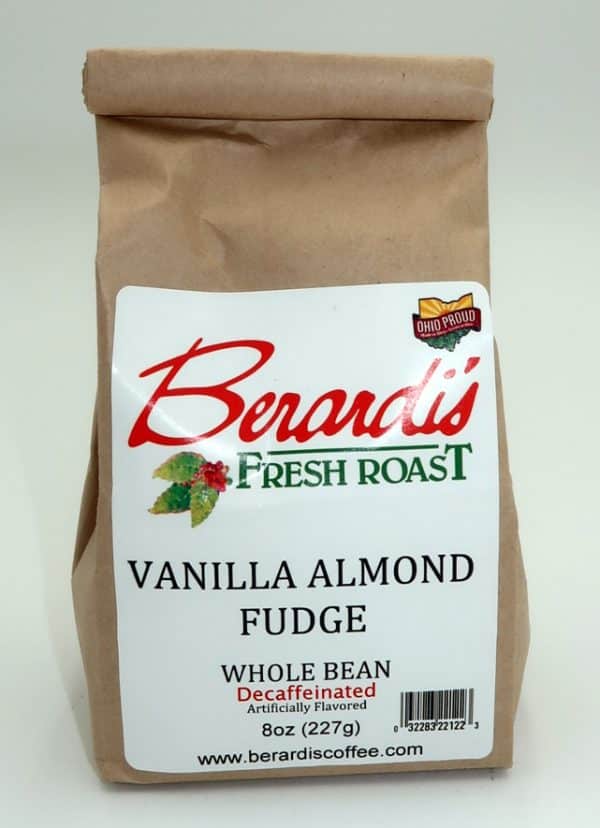 Berardi's Fresh Roast Vanilla Almond Fudge Whole Bean Decaffeinated Coffee 8oz Bag